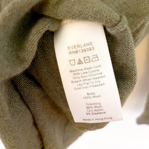 Everlane Men's Moss Green Wool Polo Sweater, Size Medium - Picture 4 of 5